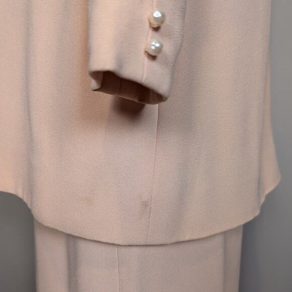 Vintage Silk Three Piece Skirt Suit with Pearl Trim Pink Size 8 - Picture 16 of 16